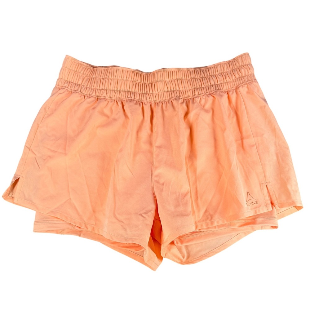Reebok 2-in-1 Running Shorts Built-in Liner Peach Orange Medium Womens